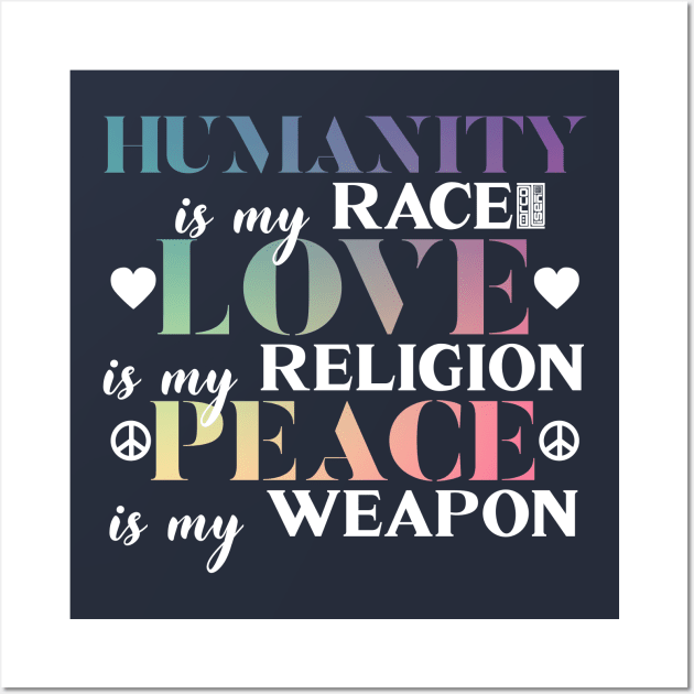 Important Humanity Love Peace Equality Yoga Saying Wall Art by porcodiseno